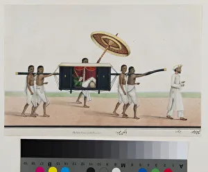 Thomas Holroyd reads in his palanquin, c.1835 (opaque w/c on paper) Thomas Holroyd reads in his palanquin, c.1835 (opaque w/c on paper)
