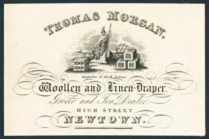 Import Gallery: Thomas Morgan, woollen and linen draper, grocer and tea dealer, trade card (engraving)