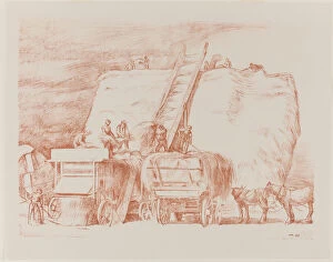 Sir Rothenstein William Gallery: Threshing wheat, 1917 (litho)