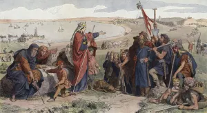 Thyra Dannebod ordering the The building of the Danevirke (etching) Thyra Dannebod ordering the The building of the Danevirke (etching)