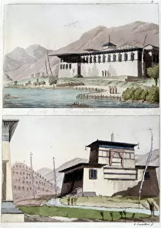Tibet: palace of Tassisoudon and palace of Lama Cassatou - in ' Le costume ancien et moderne' by Ferrario, ed