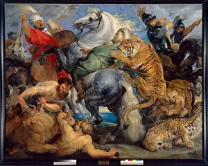 Tiger hunting. Painting by Peter Paul (Peter Paul) Rubens (or Peter Paul or Petrus Paulus