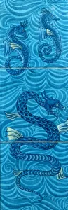 Tiles with sea-horses and a sea-serpent (ceramic) Tiles with sea-horses and a sea-serpent (ceramic)