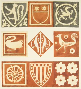 Tiles in vestry room and various parts of Bristol Cathedral floor (w/c on paper) Tiles in vestry room and various parts of Bristol Cathedral floor (w/c on paper)