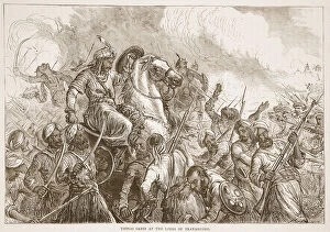 Tippoo Sahib at the lines of Travancore, illustration from Cassell'