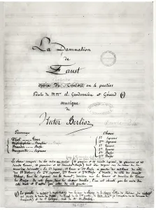 Title page of La Damnation de Faust by Hector Berlioz (1803-69) 1846 (pen Title page of La Damnation de Faust by Hector Berlioz (1803-69) 1846 (pen