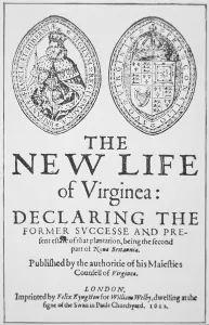 Title page from The New Life of Virginea, published London, 1612 (print) Title page from The New Life of Virginea, published London, 1612 (print)