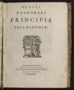 Title page of Principia philosophiae by Rene Descartes, 1644 Title page of Principia philosophiae by Rene Descartes, 1644