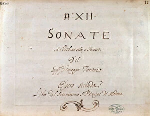 Title page of sonatas for violin with figured bass by Giuseppe Tartini