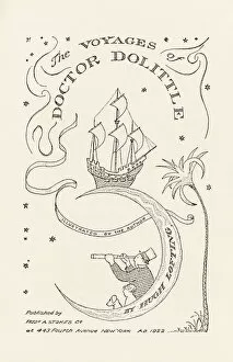 Title page from The Voyages of Doctor Dolittle, 1922, written and illustrated by Hugh Lofting (1886-1947)