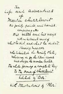 Written Gallery: One of the title pages written by Charles Dickens when he was working on his novel Martin Chuzzlewit