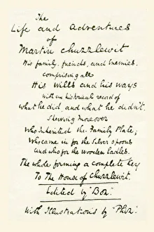 Written Gallery: One of the title pages written by Charles Dickens when he was working on his novel Martin Chuzzlewit