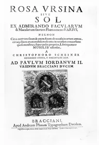Titlepage to Rosa Ursina sive Sol by Christoph Scheiner Titlepage to Rosa Ursina sive Sol by Christoph Scheiner