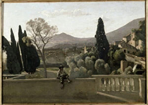 Tivoli, the gardens of the Villa d'Este Painting by Camille Corot (1796-1875