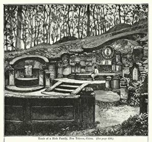 Tomb of a Rich Family, Fou Tcheou, China (engraving)