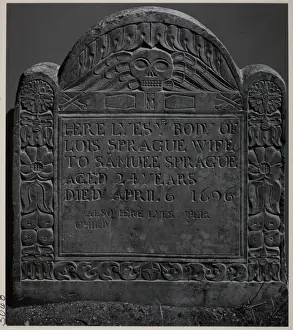 Tombstone for Louis Sprague, who died in 1696 (stone) Tombstone for Louis Sprague, who died in 1696 (stone)