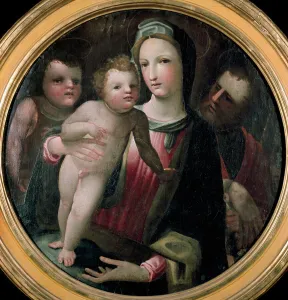 Tondo of the Holy Family with Saint John the Baptist child Tondo of the Holy Family with Saint John the Baptist child