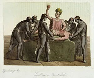 Topiltzin (high priest of ancient Mexican civilizations) making a human sacrifice - in " Topiltzin (high priest of ancient Mexican civilizations) making a human sacrifice - in "