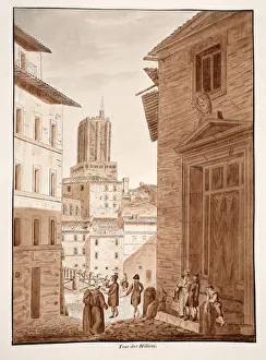 Torre delle Milizie, 1833 (etching with brown wash) Torre delle Milizie, 1833 (etching with brown wash)