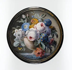 Tortoise-Shell Box with a Miniature of Flowers in a Stone Vase on a Marble Slab Tortoise-Shell Box with a Miniature of Flowers in a Stone Vase on a Marble Slab