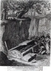 Tourists viewing the opening of an Ancient Tomb, c.1766 (engraving) Tourists viewing the opening of an Ancient Tomb, c.1766 (engraving)