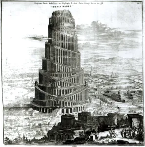 The Tower of Babel, 1679 (engraving) (b/w photo) The Tower of Babel, 1679 (engraving) (b/w photo)