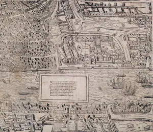 Detail of Tower of London, from Civitas Londinum, map of London Detail of Tower of London, from Civitas Londinum, map of London