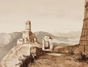 Tower and town walls, possibly above Sorrento, with additions by Princess Maria Tower and town walls, possibly above Sorrento, with additions by Princess Maria