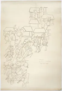 Tracing of a mural painting from the West Wall, Upper Temple of the Jaguars, Chichen Itza Tracing of a mural painting from the West Wall, Upper Temple of the Jaguars, Chichen Itza