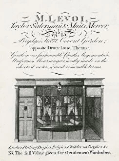 Ephemera And Silhouettes Gallery: Trade card of M. Levoi, Taylor, Salelsman & Mans Mercer, Brydges Street