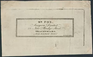 New Bridge Street Gallery: Trade card, Mr Fox (engraving)