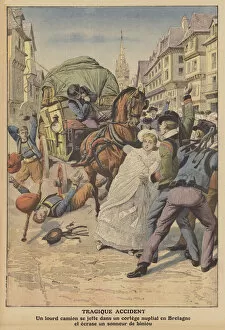 A tragic accident in Brittany (colour litho)