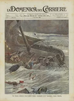 A Tragic Gale In The Venetian Lagoons, Shipwreck Of A Bragozzo Near Chioggia (colour litho)