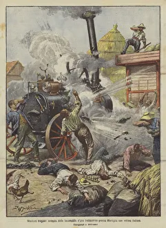 Railway Line Gallery: Tragic harvest, explosion of a threshers locomobile near Marseille with Italian victims