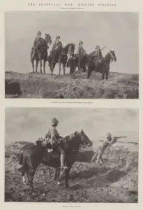 The Transvaal War, Hussars scouting (b/w photo) The Transvaal War, Hussars scouting (b/w photo)