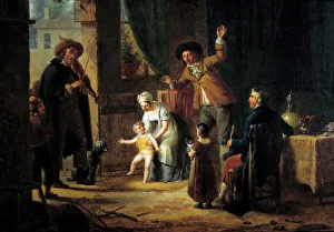 The travelling musician A violinist plays music at the door of a family house The travelling musician A violinist plays music at the door of a family house