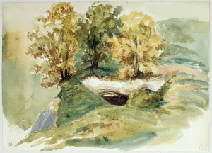 Three trees at the edge of a hill (w/c on paper) Three trees at the edge of a hill (w/c on paper)