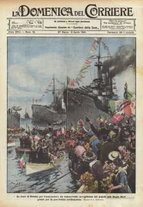 The Trieste festivities for the annexation (colour litho) The Trieste festivities for the annexation (colour litho)
