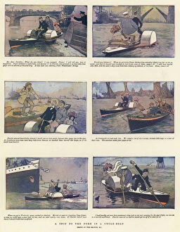 A Trip to the Nore in a Cycle-Boat (colour litho)