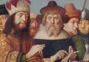 Triptych of the Crucifixion, left panel: Jewish judges, Roman soldiers Triptych of the Crucifixion, left panel: Jewish judges, Roman soldiers