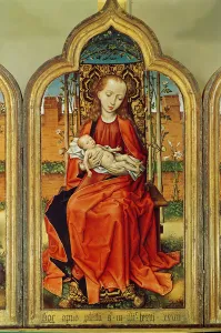 Triptych of Jean de Witte, central panel: Virgin and Child, 1473 (oil on oak panel) Triptych of Jean de Witte, central panel: Virgin and Child, 1473 (oil on oak panel)