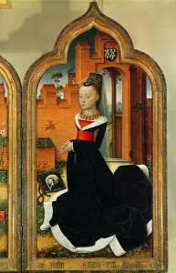 Triptych of Jean de Witte, right panel: Maria Hoose, wife of Jean de Witte, 1473 Triptych of Jean de Witte, right panel: Maria Hoose, wife of Jean de Witte, 1473
