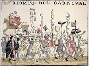 Mardi Gras Gallery: The Triumph of Carnival (colour engraving)