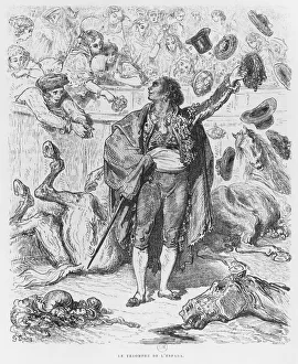 Triumph of a matador, engraved by Boetzel (engraving) (b/w photo) Triumph of a matador, engraved by Boetzel (engraving) (b/w photo)