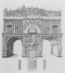 A Triumphal Arch, engraved by William Kip, 1604 (engraving) A Triumphal Arch, engraved by William Kip, 1604 (engraving)