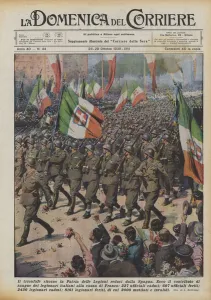 The triumphant return to the homeland of the Legions returning from Spain (colour litho) The triumphant return to the homeland of the Legions returning from Spain (colour litho)