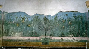 Rome Collection: Trompe l oeil garden from the Villa of Livia, 40-20 BC (fresco)