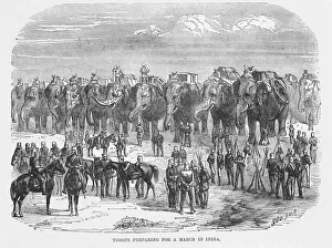 Troops preparing for a march in India, 1857 (engraving) Troops preparing for a march in India, 1857 (engraving)