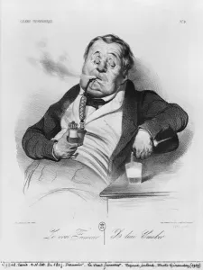 A true smoker, from the series Galerie physionomique, 1836 (litho) (b/w photo) A true smoker, from the series Galerie physionomique, 1836 (litho) (b/w photo)