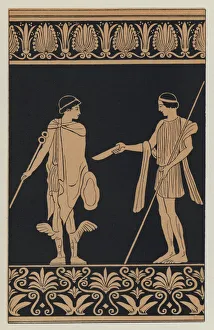 Trygaeus bribing Hermes with a Gold Cup (colour litho) Trygaeus bribing Hermes with a Gold Cup (colour litho)